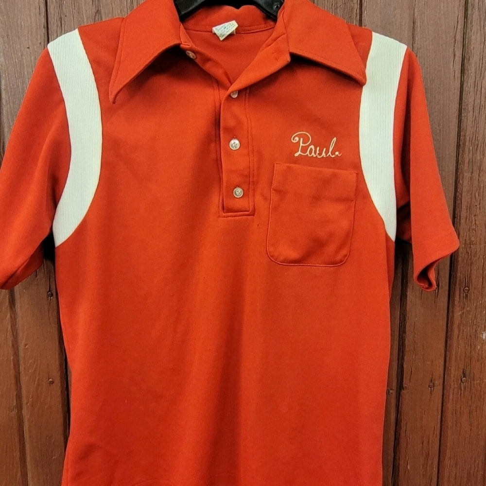 Vintage Polyester Mens Hilton Brand Bowling Shirt Size Medium